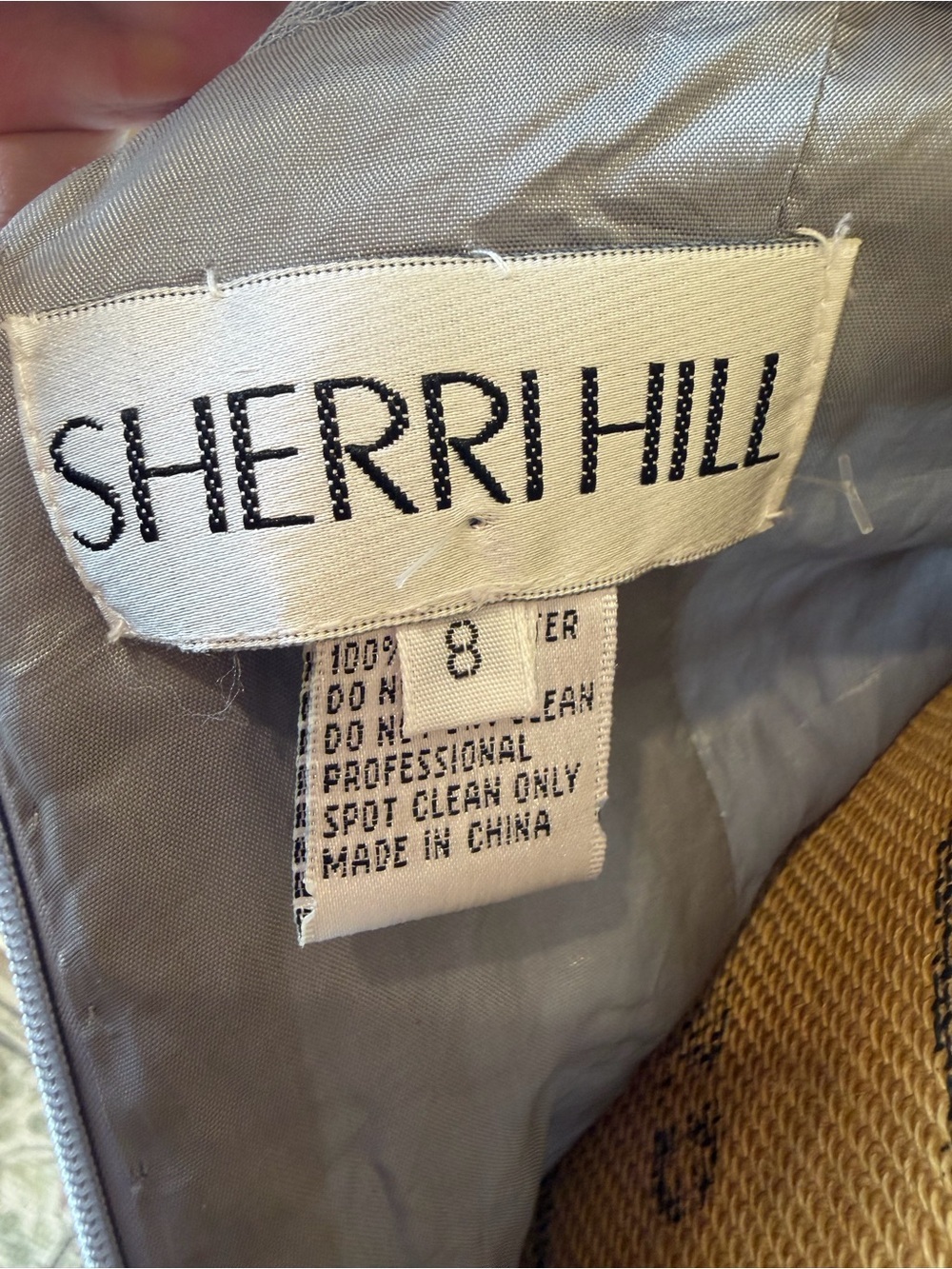 Sherri Hill Beaded Cocktail Dress Blue Gray Gold Embellished Open Back Size 8 - Picture 5 of 10